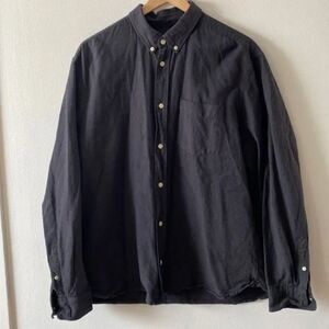 H&M Mens Black Button Up Regular Fit Coupe Standard X-Large